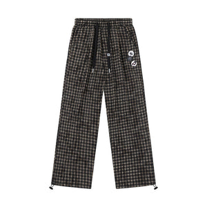 Trendy Elastic Waist Plaid Long Pants
