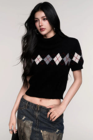 Trendy High Neck Short Sleeve Top