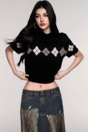 Trendy High Neck Short Sleeve Top