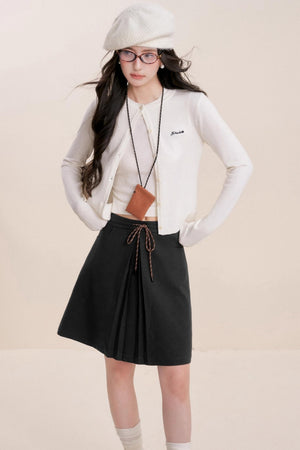 Tweed Lace-Up Skirt