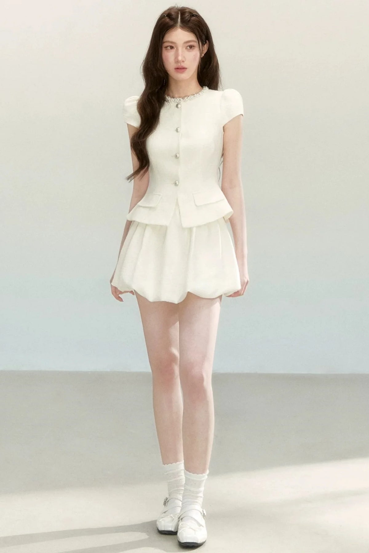 Tweed Puff Skirt Top Set-Up