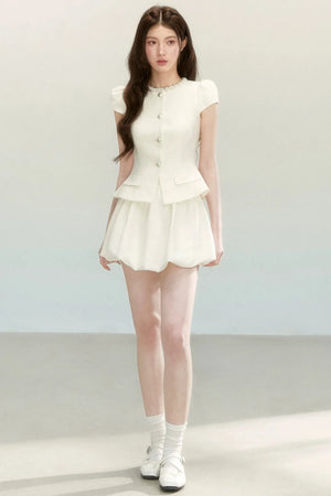 Tweed Puff Skirt Top Set-Up