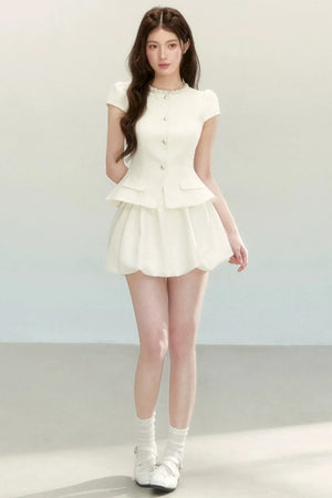 Tweed Puff Skirt Top Set-Up