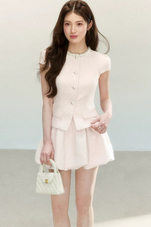 Tweed Puff Skirt Top Set-Up