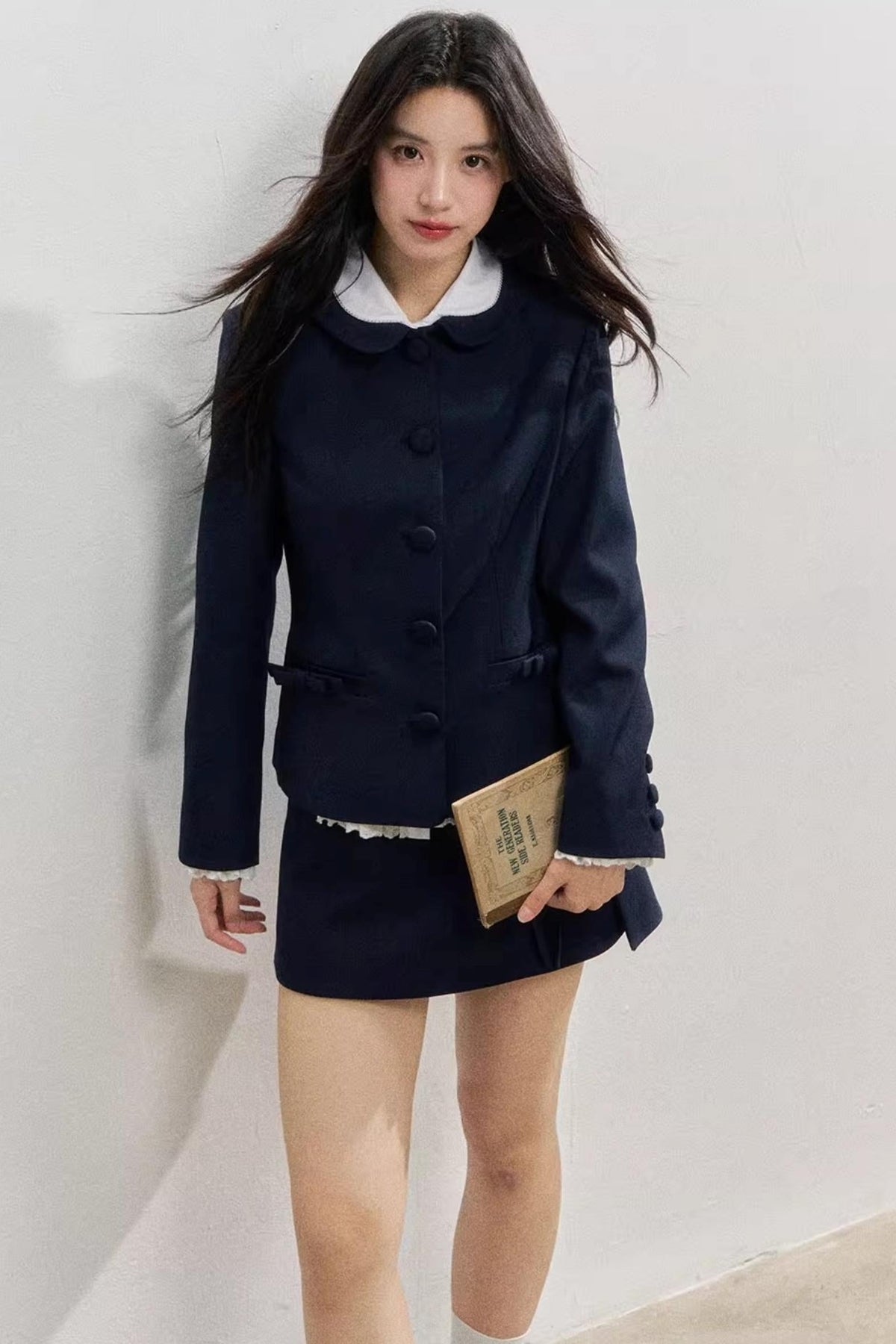 Twilight Blue Vintage Doll Collar Suit Skirt Set-Up