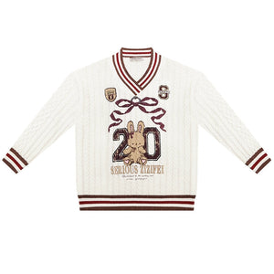 Twist Knit V-Neck Christmas Sweater