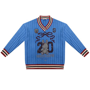 Twist Knit V-Neck Christmas Sweater