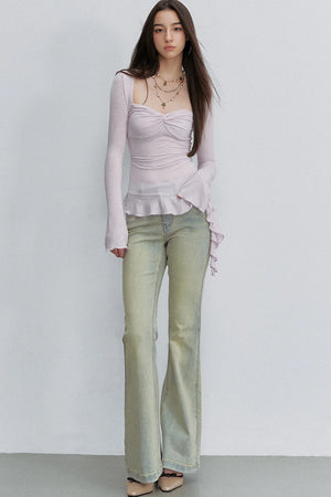 Twist Ruffle Pleated Blouse