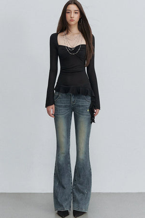 Twist Ruffle Pleated Blouse