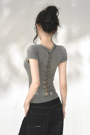 Twisted Back Short Sleeve Blouse