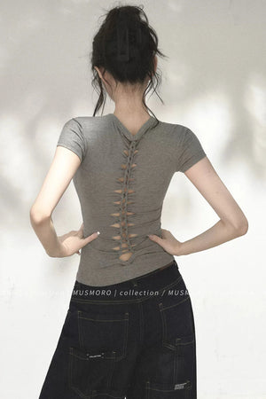 Twisted Back Short Sleeve Blouse
