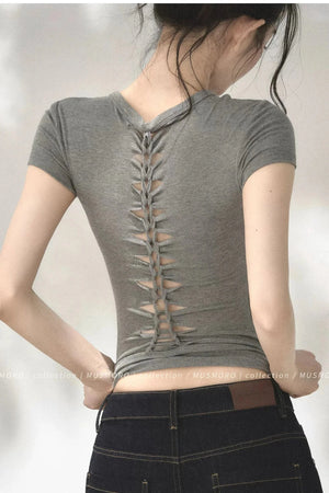 Twisted Back Short Sleeve Blouse