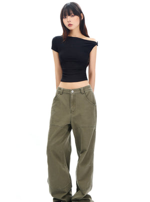 Twisted Pleated Slim Crop Top