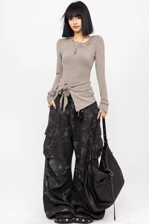 Twisted Tie Slim-Fit Blouse