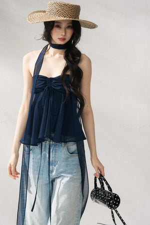 Two-Tone Halter Tube Top