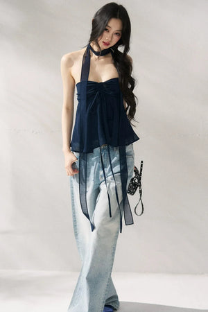 Two-Tone Halter Tube Top