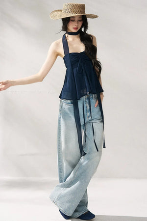 Two-Tone Halter Tube Top