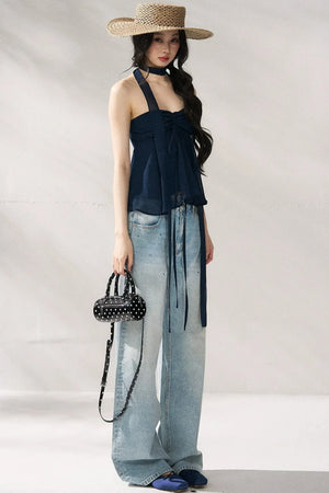 Two-Tone Halter Tube Top