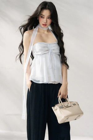 Two-Tone Halter Tube Top
