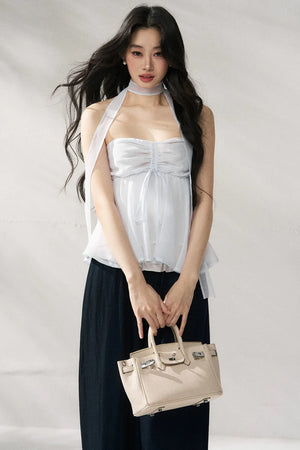Two-Tone Halter Tube Top