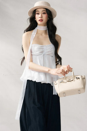 Two-Tone Halter Tube Top