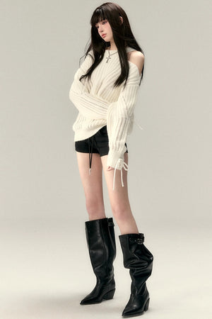Two-Way Rose Bow Knit Sweater