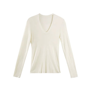 U-Neck Long-Sleeved Knit Top