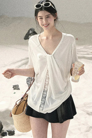 Undisturbed Fog Lace Top