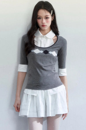 Unfinished Korean Decorative Collar Blouse
