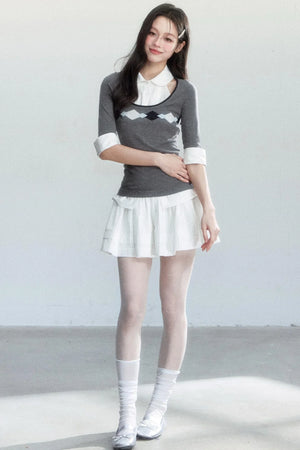 Unfinished Korean Decorative Collar Blouse