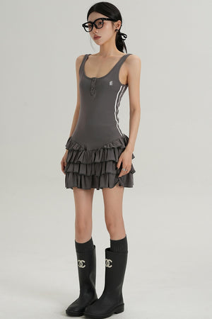 Unique Skirt Halter Mini Dress