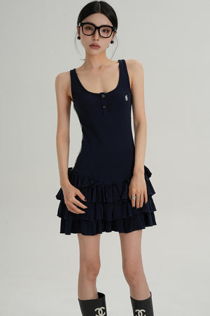 Unique Skirt Halter Mini Dress