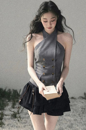 Unsinged Letter Halter Top