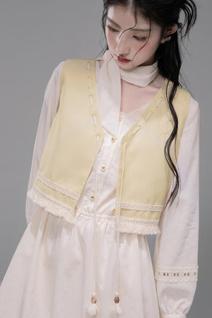Urban Hibiscus Apricot White Bud Dress Set-Up
