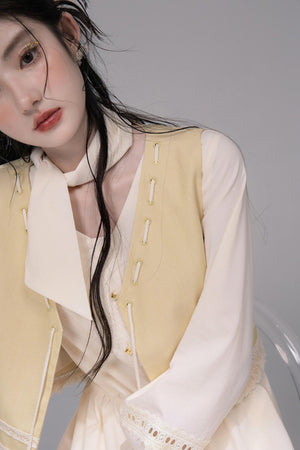 Urban Hibiscus Apricot White Bud Dress Set-Up