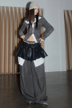 Urban Nomadic Versatile PU Leather Puffy Skirt