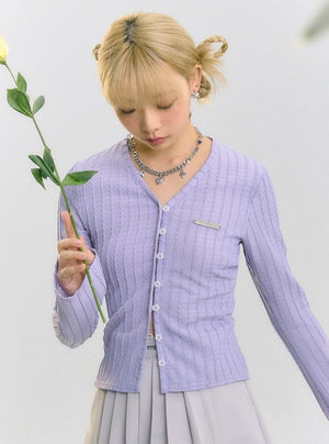 V-neck knitted cardigan tops