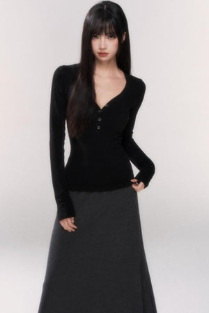 V-Neck Knitted Top