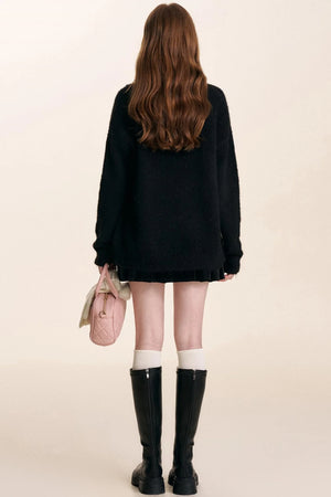 V-Neck Lace-Embellished Sweater