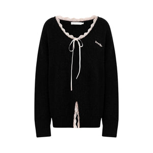 V-Neck Lace-Embellished Sweater