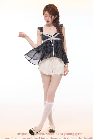 V-Neck Polka Dot Camisole Top Set-Up