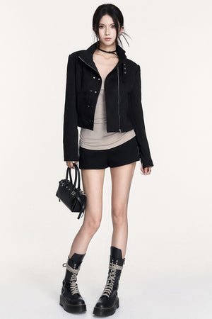 V-Neck Print Long-Sleeved T-Shirt