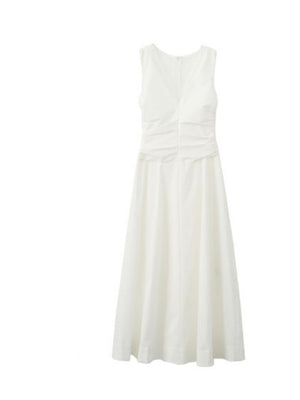 V-Neck Slim Pleated Lace Dress