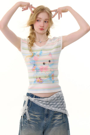 V-Neck Striped Tee