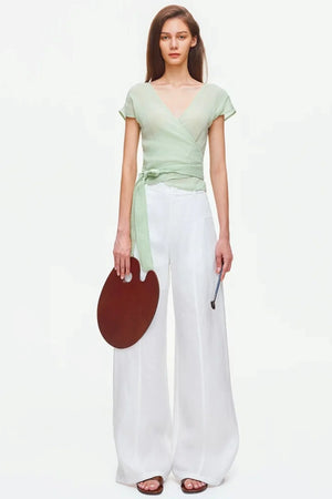 V-Neck Wrap Cross-Tie Blouse