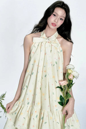 Vacation Floral Bow Dress