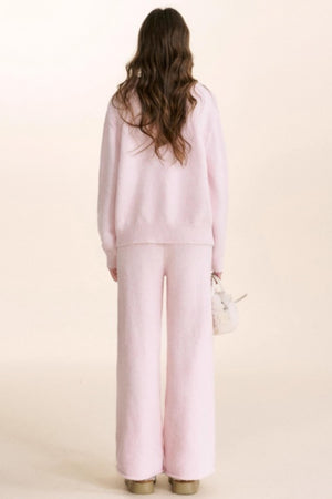 Velvet Contrast Lapel Cardigan Set-Up