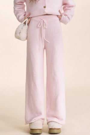 Velvet Contrast Lapel Cardigan Set-Up
