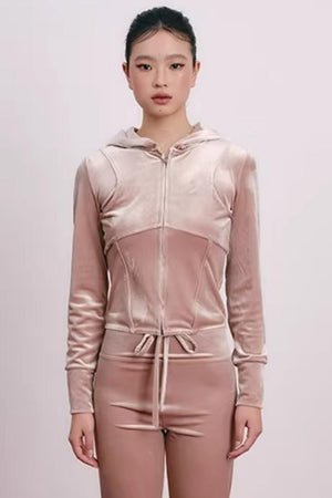 Velvet Embroidered Sweatshirt and Pants Set-Up