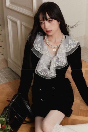 Velvet Lace Embroidered Dress